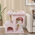 Space-saving Cat Tower with Upholstered Perch and 2 Cat Condos