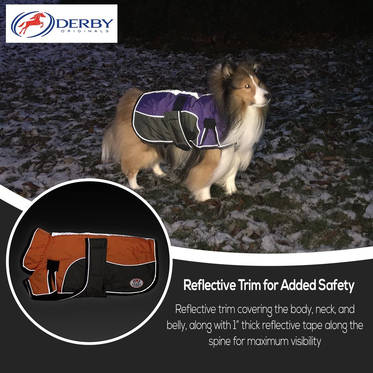 Waterproof Reflective Winter Dog Parka With Harness Opening Heavyweight 220g Polyfil