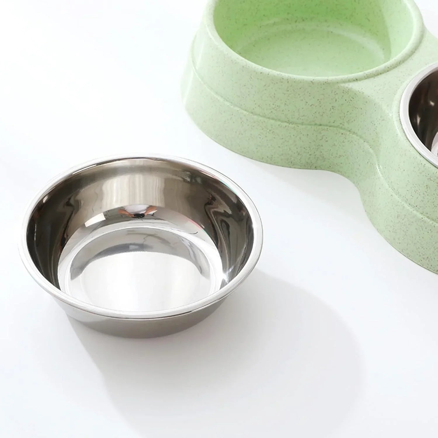 Double Pet Bowls Dog Food Water Feeder Stainless Steel