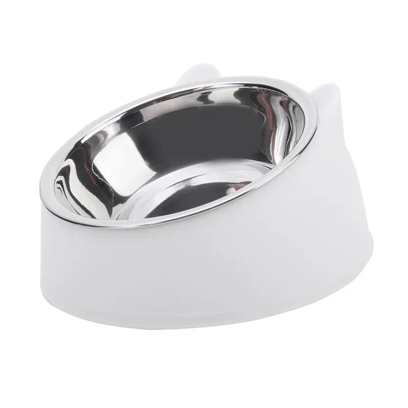 Cat Bowl Lovely Creative Inclined Kitten Puppy Food Feeding Bowls Stainless Steel
