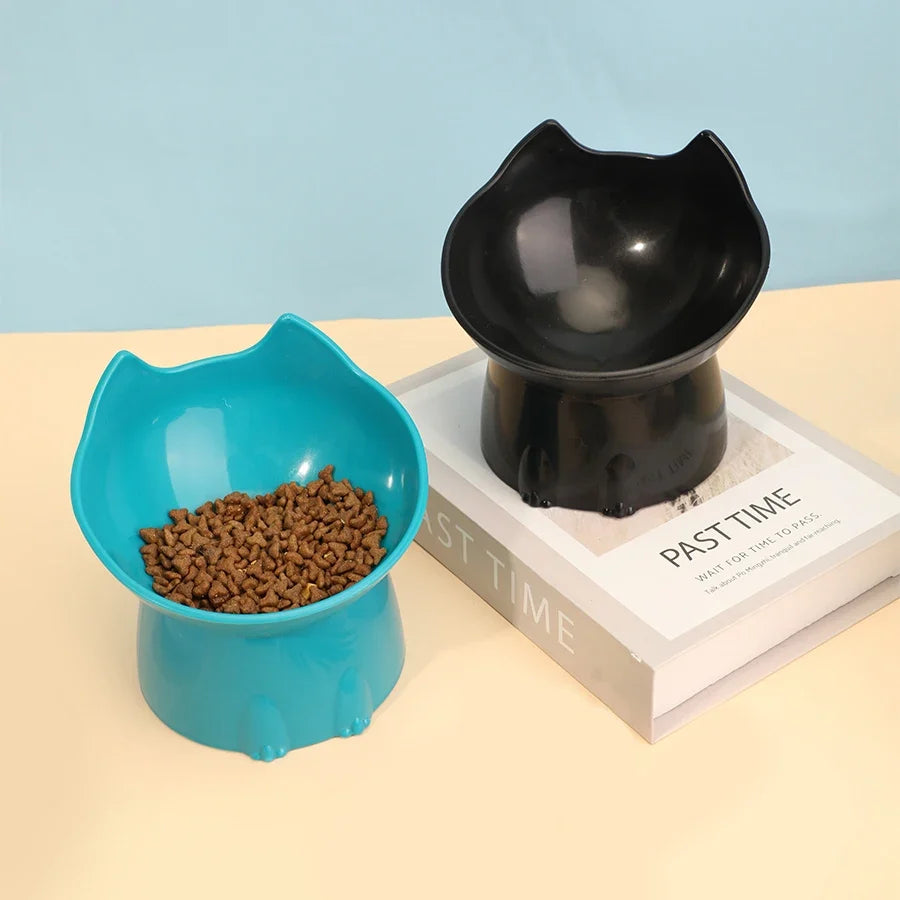 WhiskerWare Elevated Cat Bowl, Anti-Tip Plastic Raised Pet Feeding Dish
