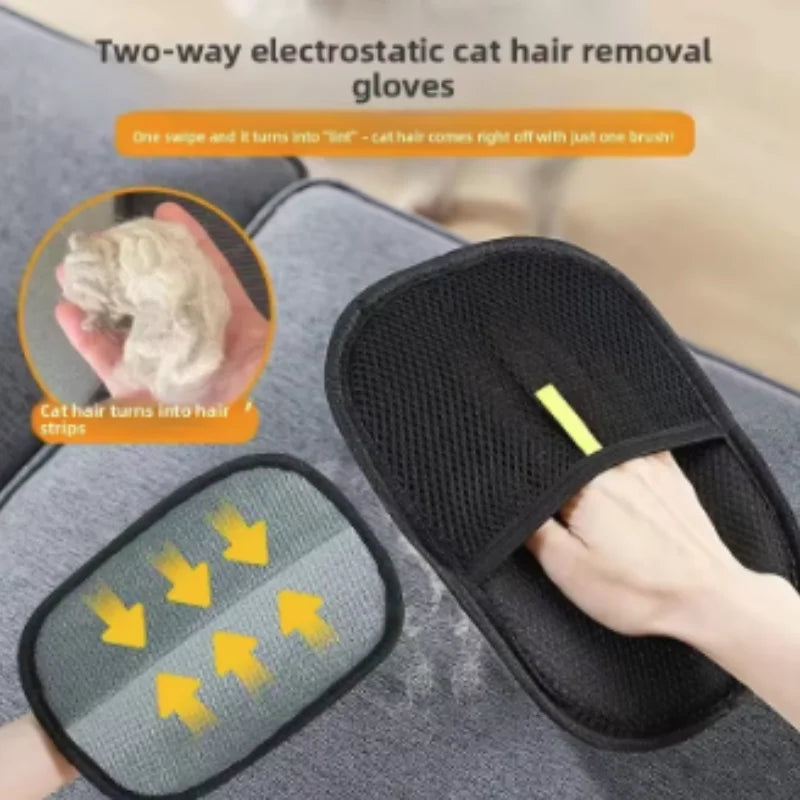 Reusable Pet Hair Removal Gloves Double Sided