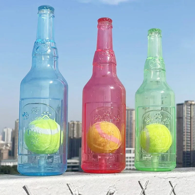 Squeaky Silicone Beer Bottle with Tennis Ball