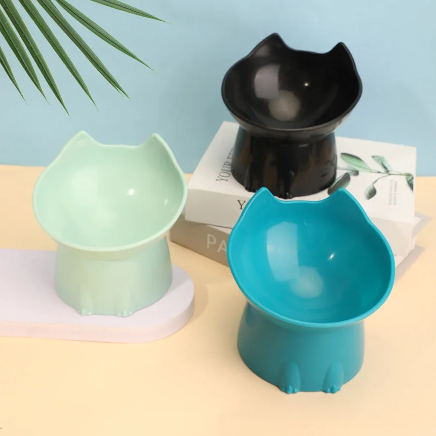 WhiskerWare Elevated Cat Bowl, Anti-Tip Plastic Raised Pet Feeding Dish
