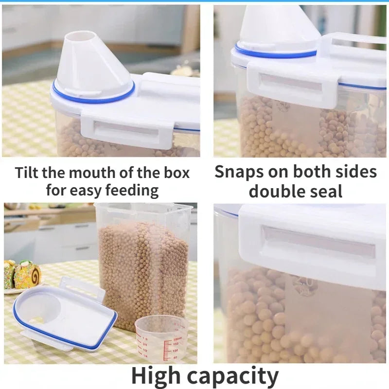 1pc Airtight Pet Food Storage Container, with Measuring Cup