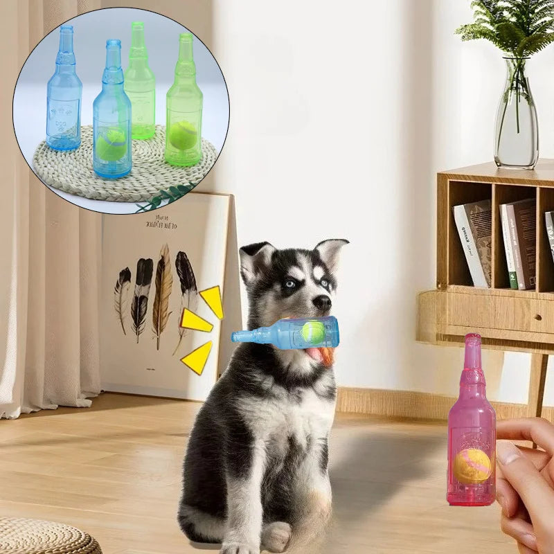 Squeaky Silicone Beer Bottle with Tennis Ball
