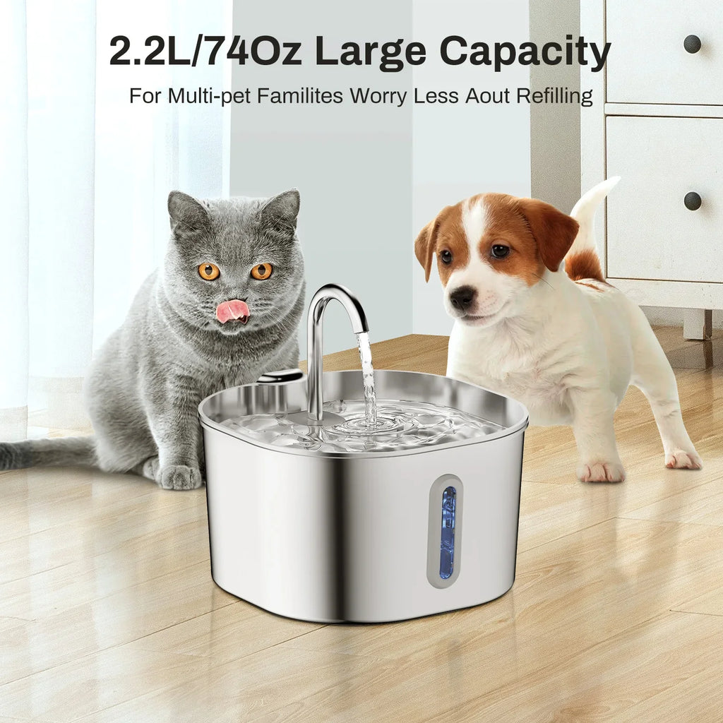 2.2L Automatic Water Fountain Square Stainless Steel