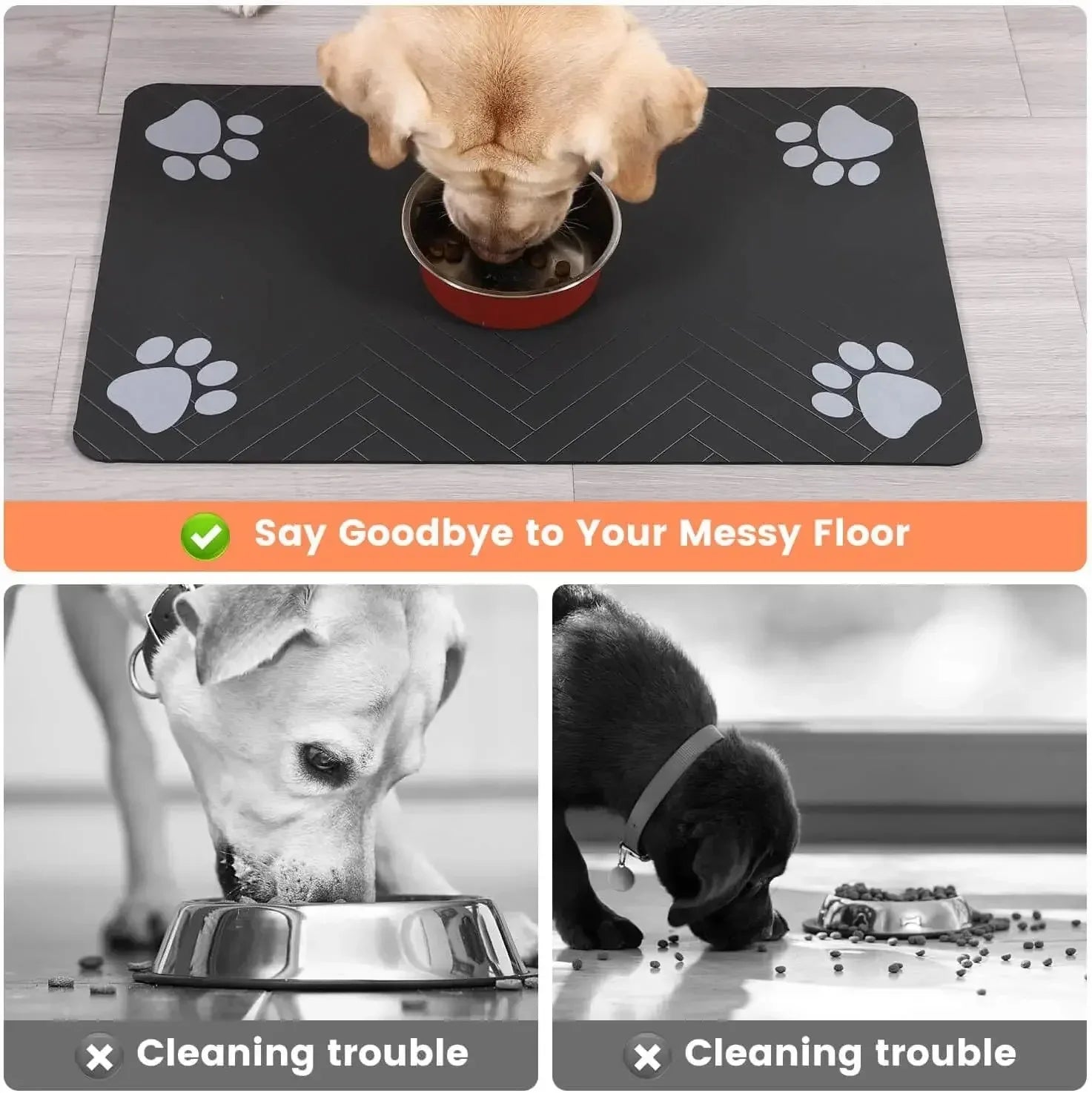 Pet Feeding Mat-Absorbent Rubber Backing Quick Dry