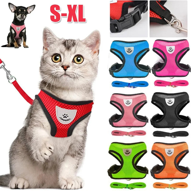 Breathable Mesh Cat Harness and Leash Set