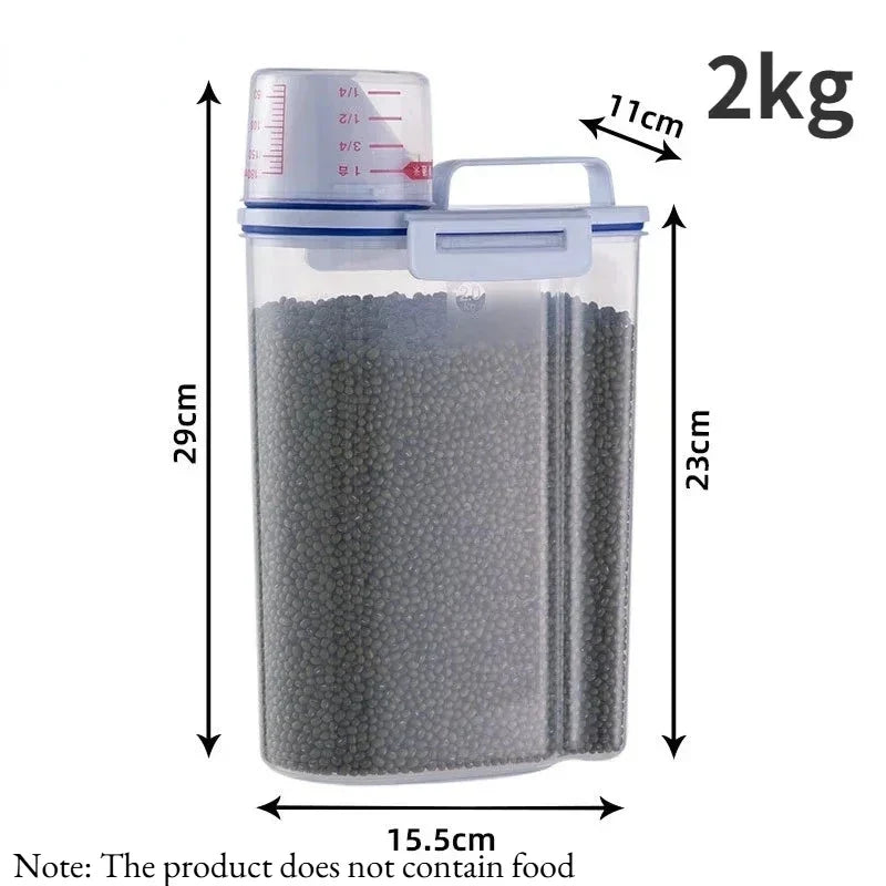 1pc Airtight Pet Food Storage Container, with Measuring Cup
