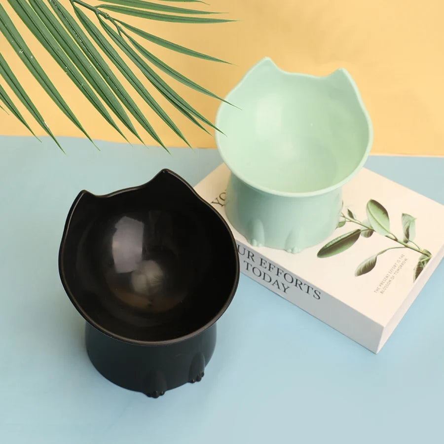 WhiskerWare Elevated Cat Bowl, Anti-Tip Plastic Raised Pet Feeding Dish