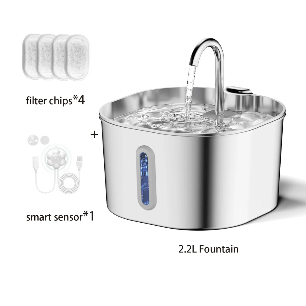 2.2L Automatic Water Fountain Square Stainless Steel