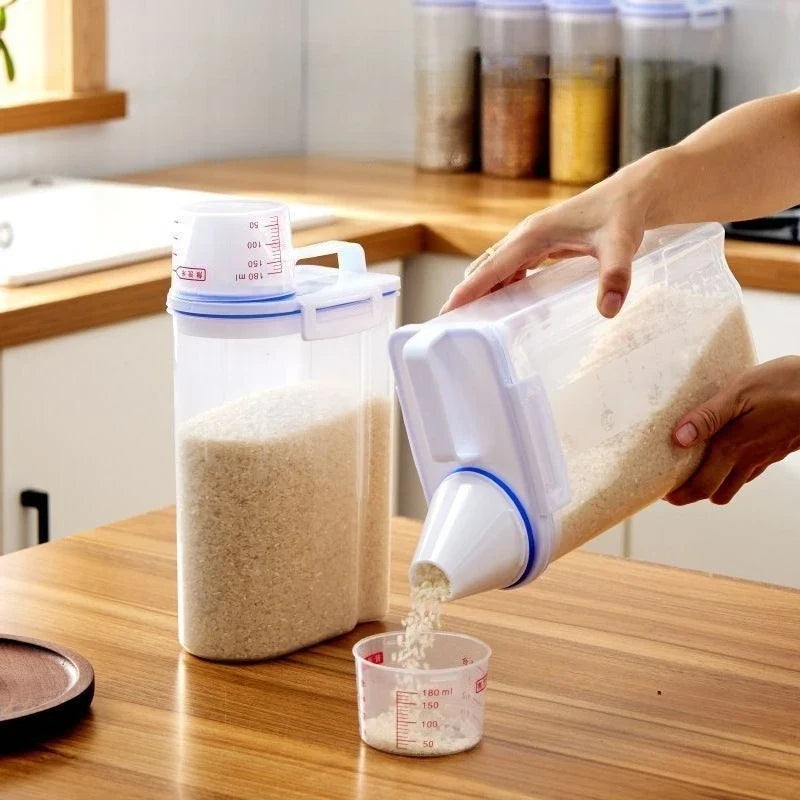 1pc Airtight Pet Food Storage Container, with Measuring Cup
