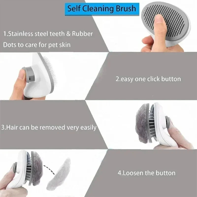 Pet Hair Remover Brush For Dogs Cats Grooming Self Cleaning