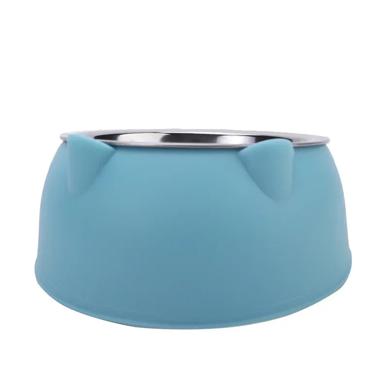 Cat Bowl Lovely Creative Inclined Kitten Puppy Food Feeding Bowls Stainless Steel