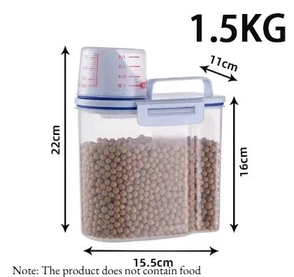 1pc Airtight Pet Food Storage Container, with Measuring Cup