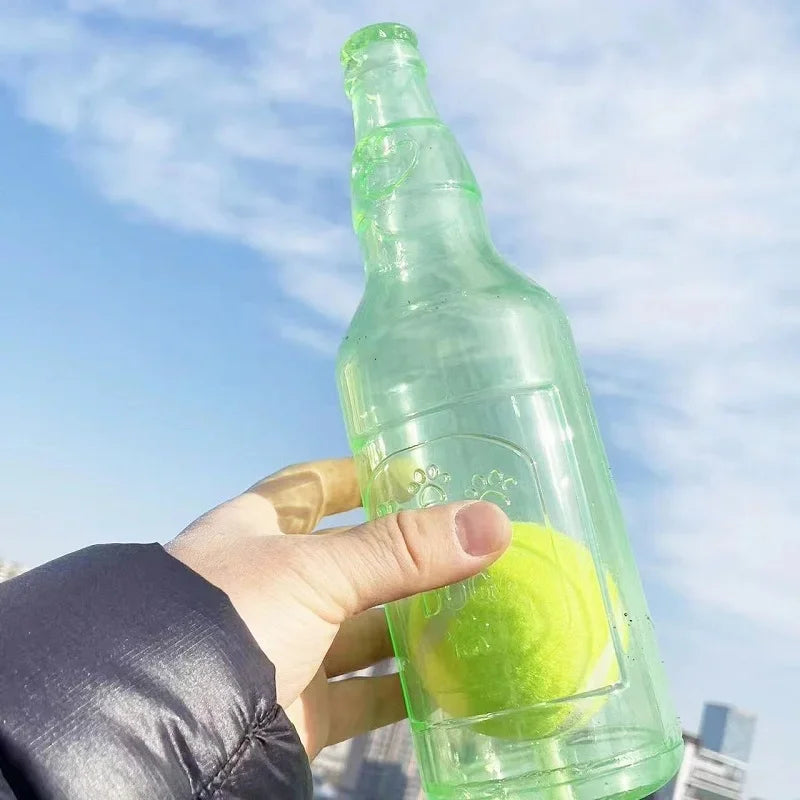 Squeaky Silicone Beer Bottle with Tennis Ball