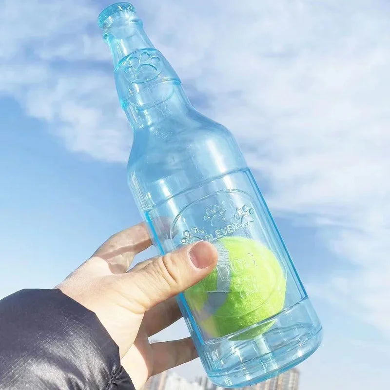 Squeaky Silicone Beer Bottle with Tennis Ball