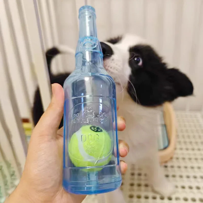 Squeaky Silicone Beer Bottle with Tennis Ball