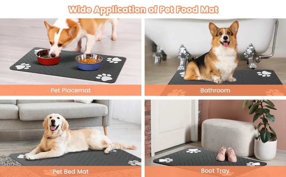 Pet Feeding Mat-Absorbent Rubber Backing Quick Dry