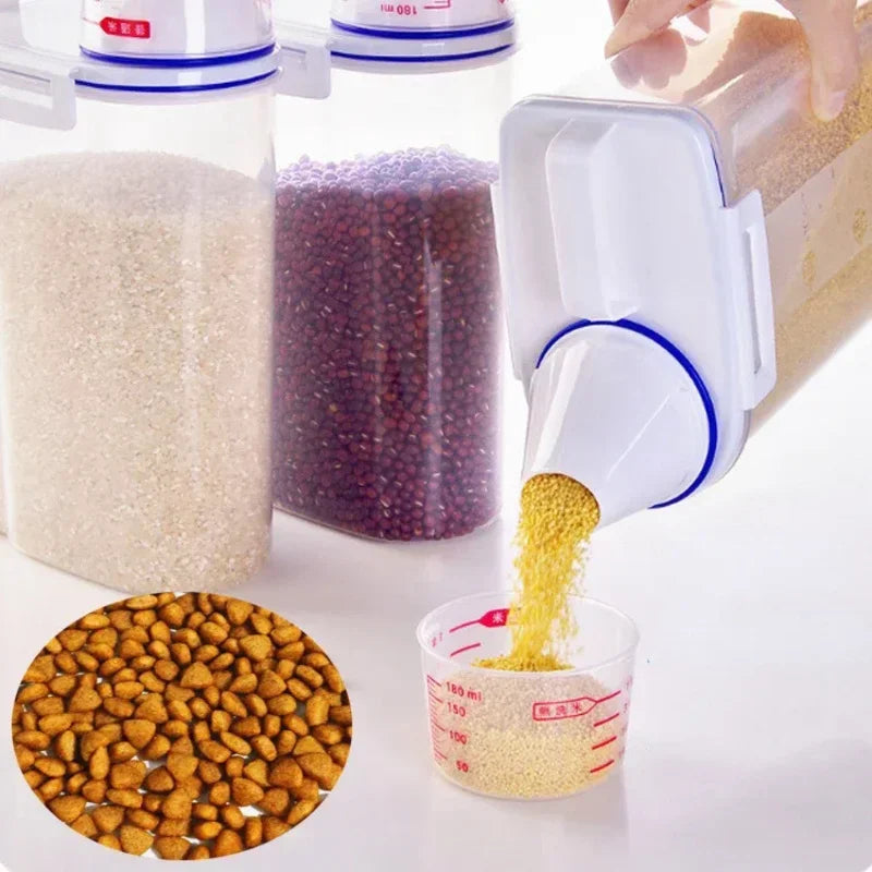 1pc Airtight Pet Food Storage Container, with Measuring Cup