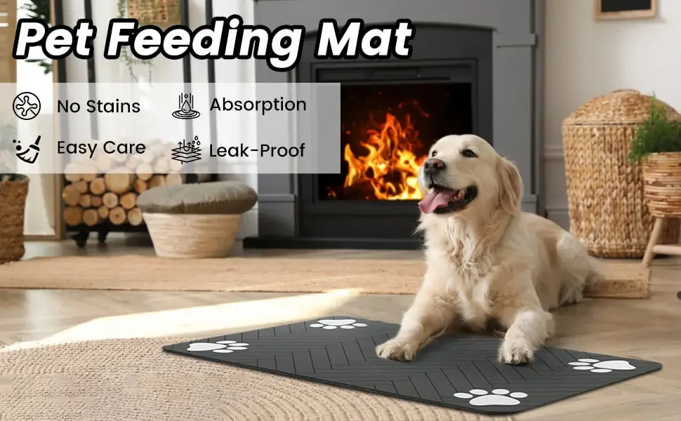Pet Feeding Mat-Absorbent Rubber Backing Quick Dry