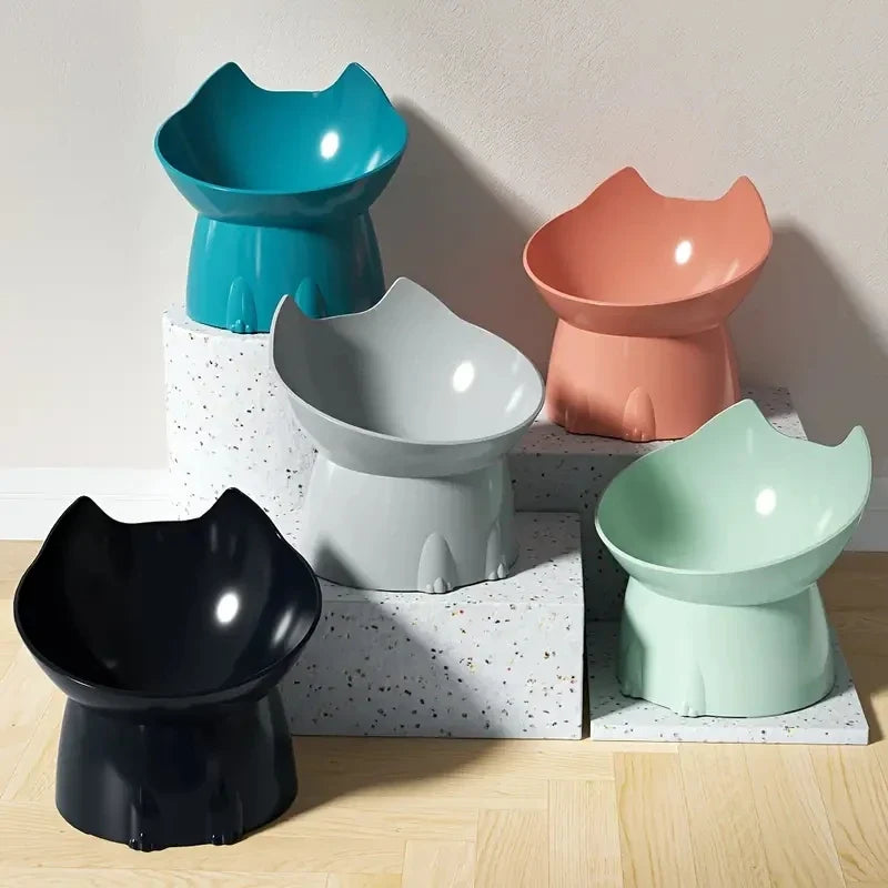 WhiskerWare Elevated Cat Bowl, Anti-Tip Plastic Raised Pet Feeding Dish