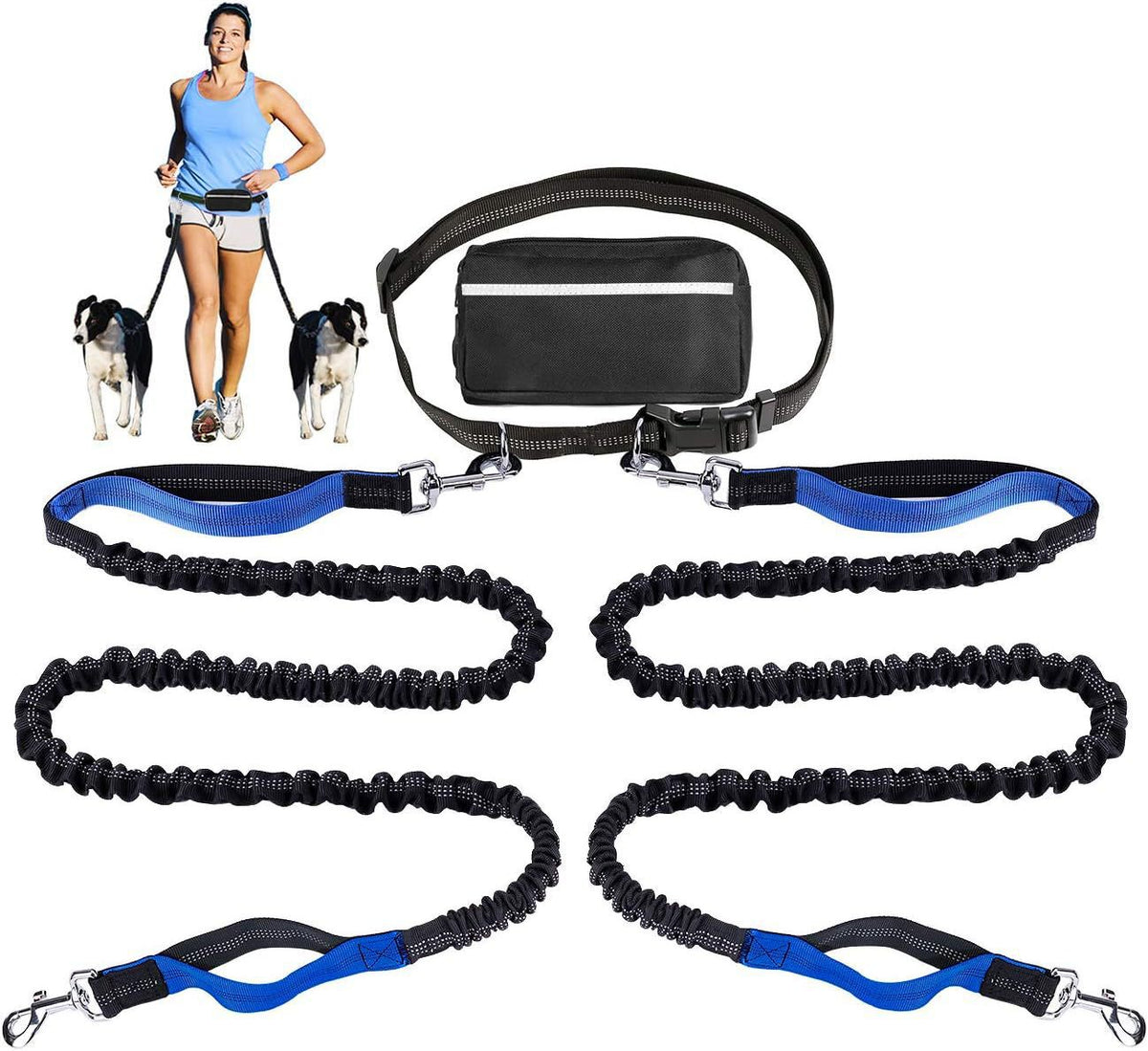 Dog Running Leash Set Reflective Night Running Waist Bag