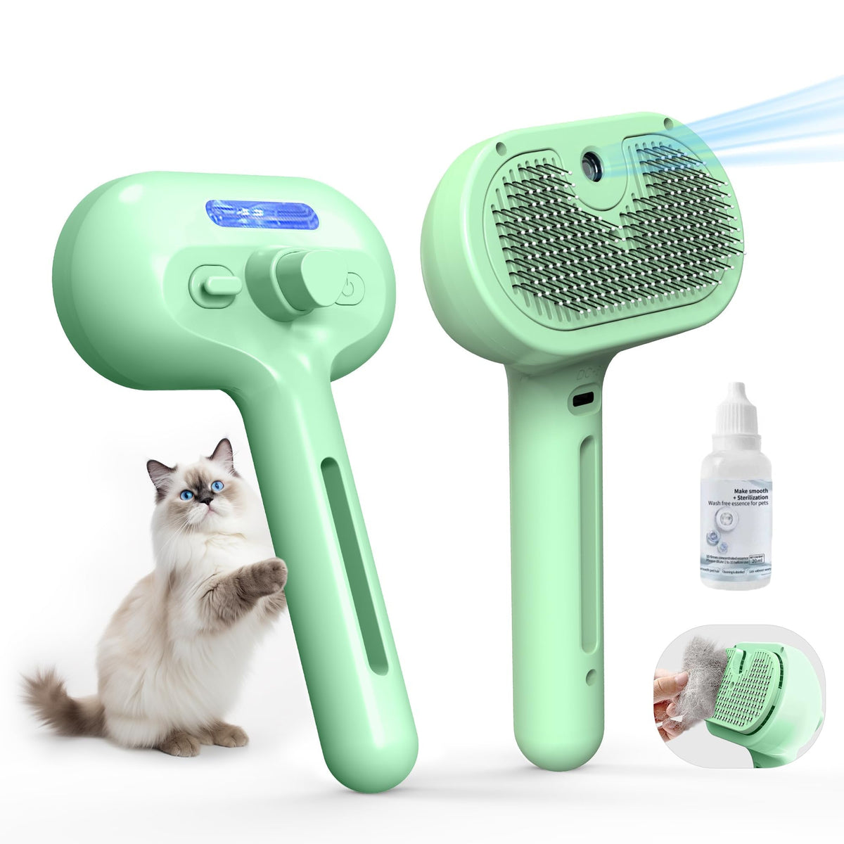 Steam Brush For Cats & Dogs, Cool Mist Self-Cleaning Comb