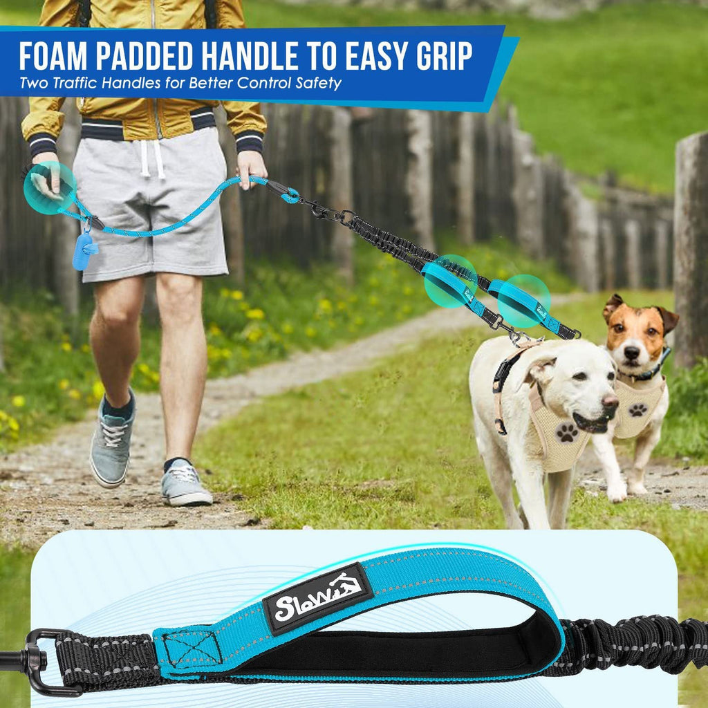 Double Dog Leash Anti-Escape Cushioning Comfortable 360  Rotating Heavy-Duty Reflective Traction Strap