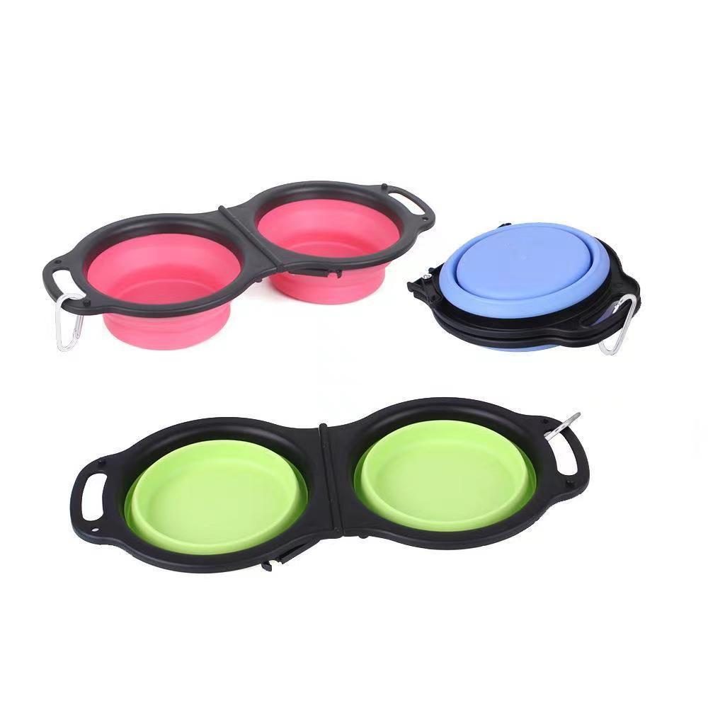 Silicone Outdoor Folding Double Bowl