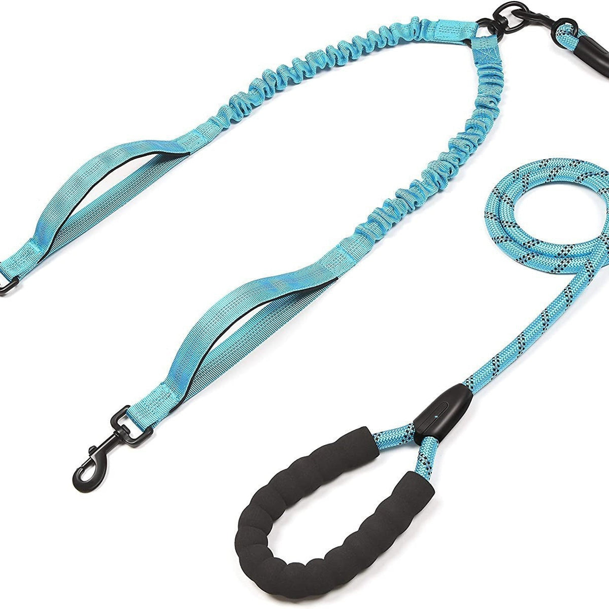Pet Double Leash, One For Two, Telescopic Elastic Luminous Anti-Tangle Dog Leash