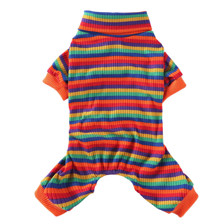 High Collar Striped Pet Pajamas