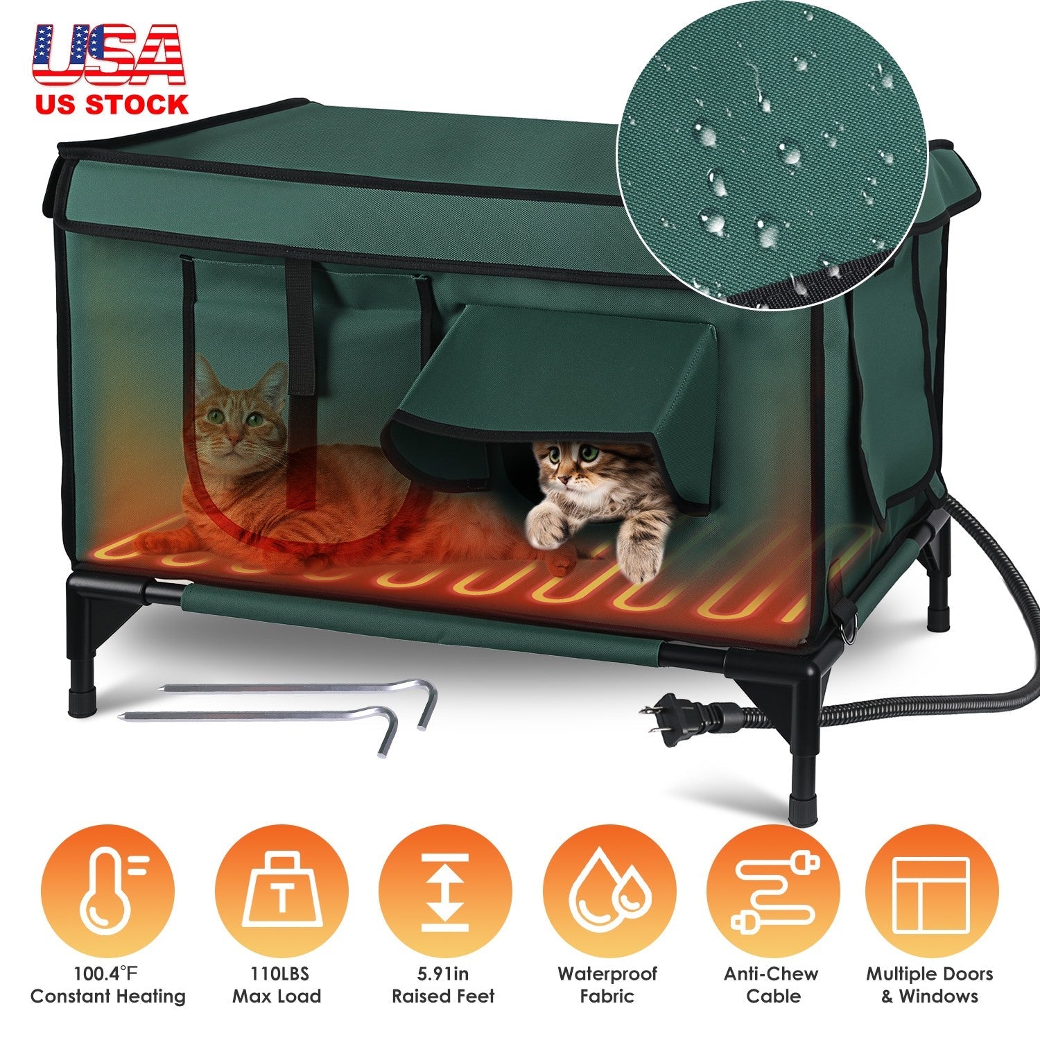 Waterproof Heated Cat House Outdoor Weatherproof
