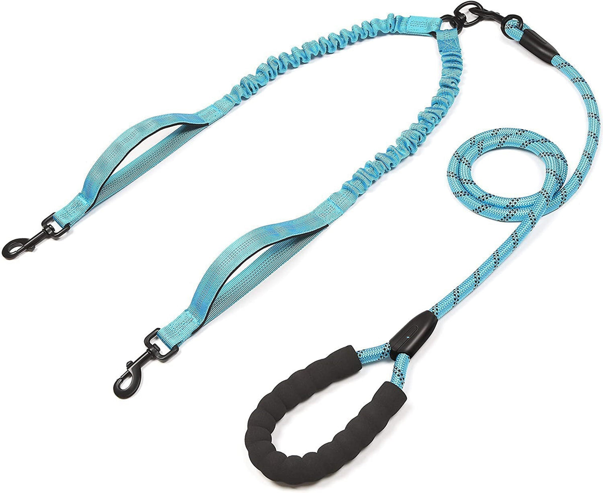 Pet Double Leash, One For Two, Telescopic Elastic Luminous Anti-Tangle Dog Leash