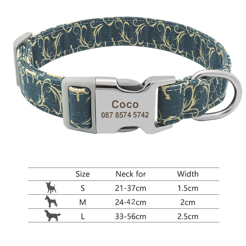 Adjustable Nylon Pet Collar, Personalized ID