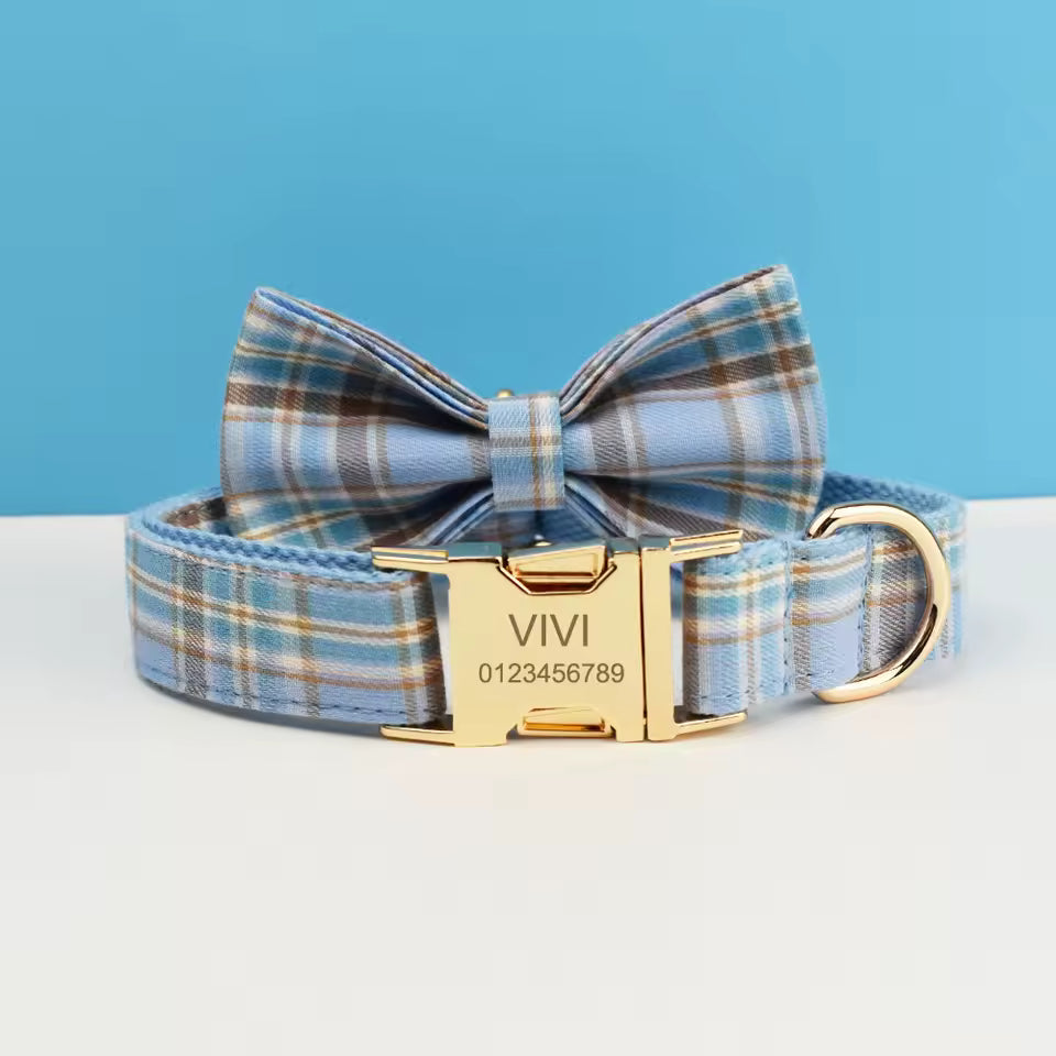 Blue Plaid Harness Set