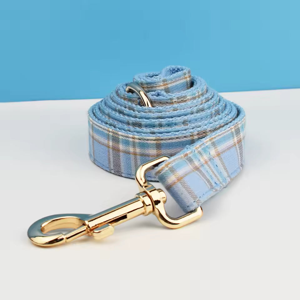 Blue Plaid Harness Set