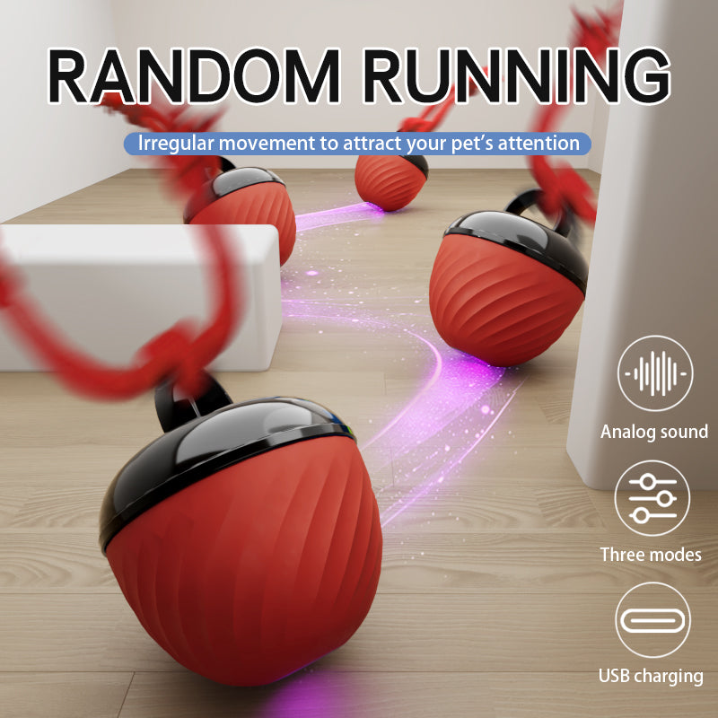 Smart Pet Toy Electronic Interactive Moving Ball Rope USB 3 Modes