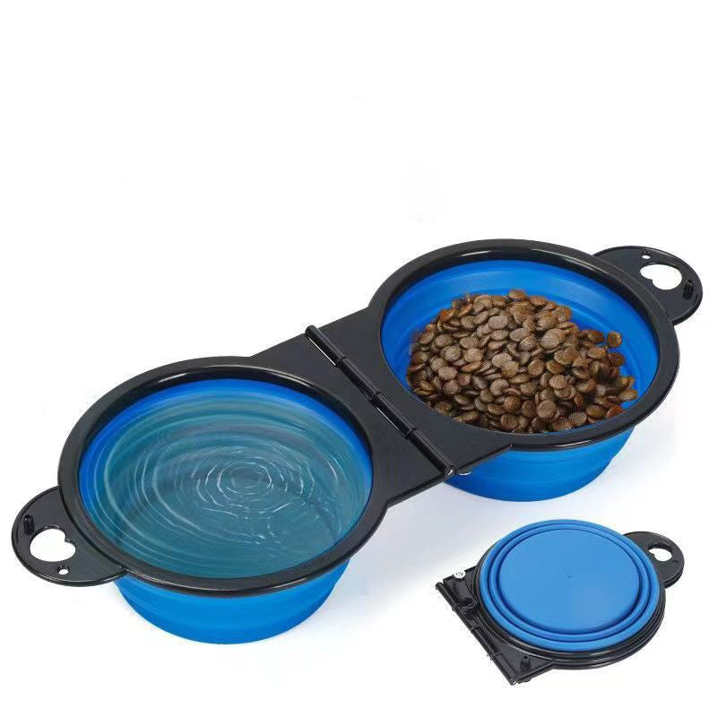 Silicone Outdoor Folding Double Bowl