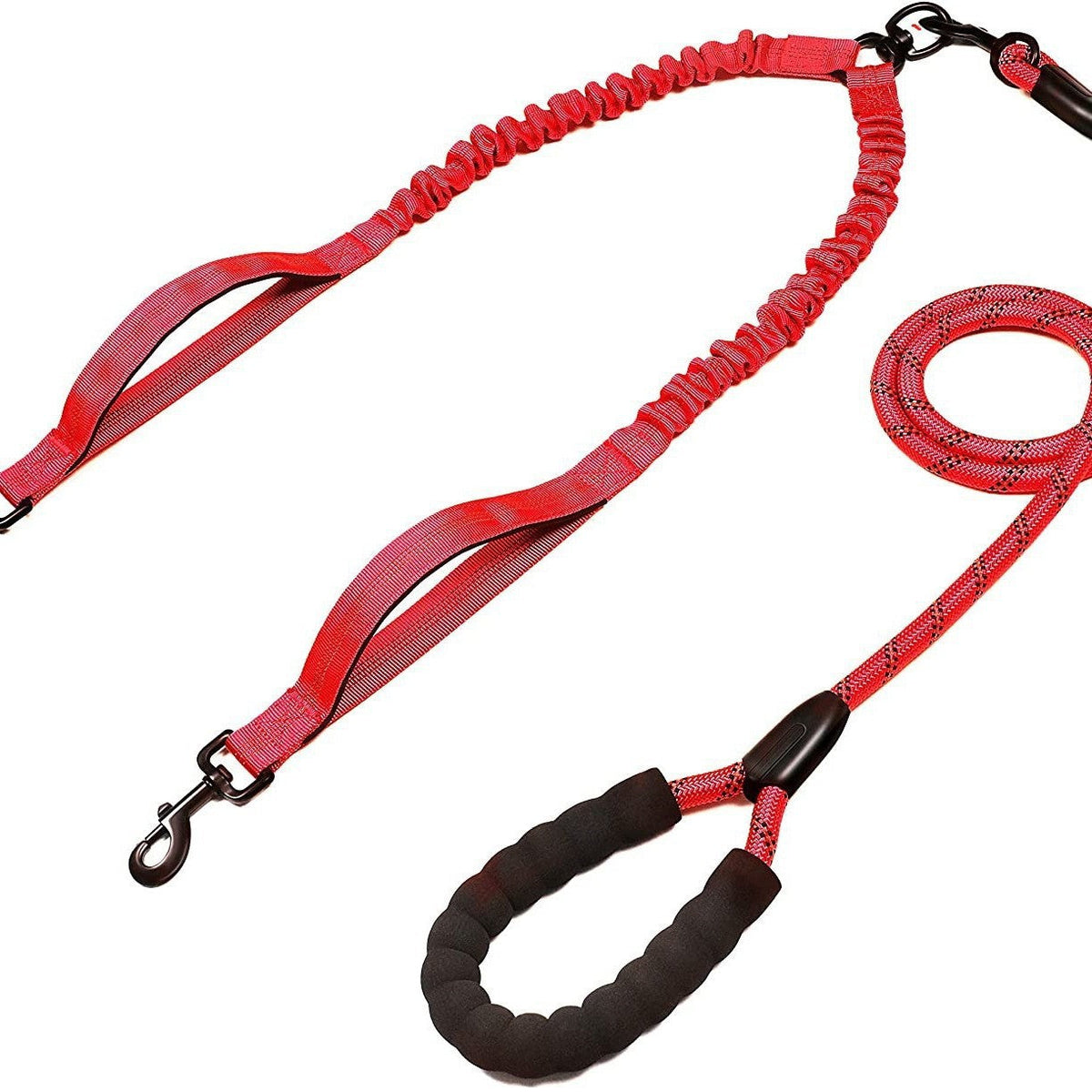 Pet Double Leash, One For Two, Telescopic Elastic Luminous Anti-Tangle Dog Leash