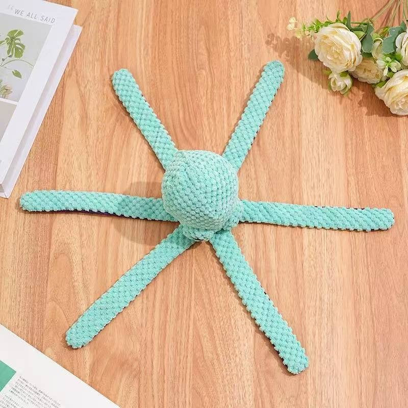 Squeaky Six-Legged Octopus Plush Chew Toy