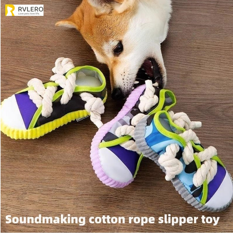 Toy Shoes Pet Cotton Rope Slippers Sound Making Toys