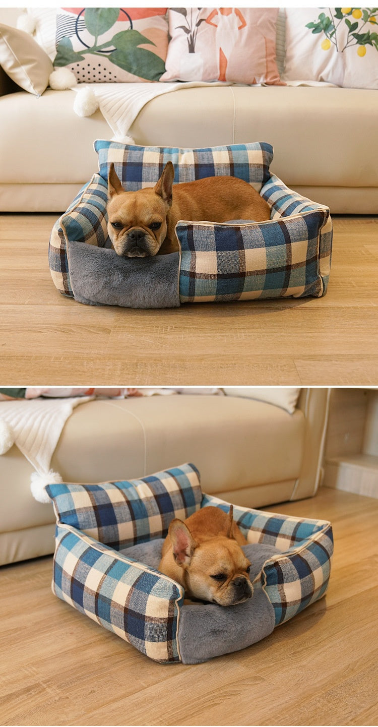 Retro Plaid All-Season Washable Pet Bed
