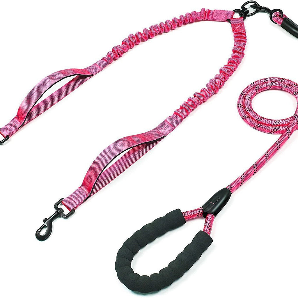 Pet Double Leash, One For Two, Telescopic Elastic Luminous Anti-Tangle Dog Leash
