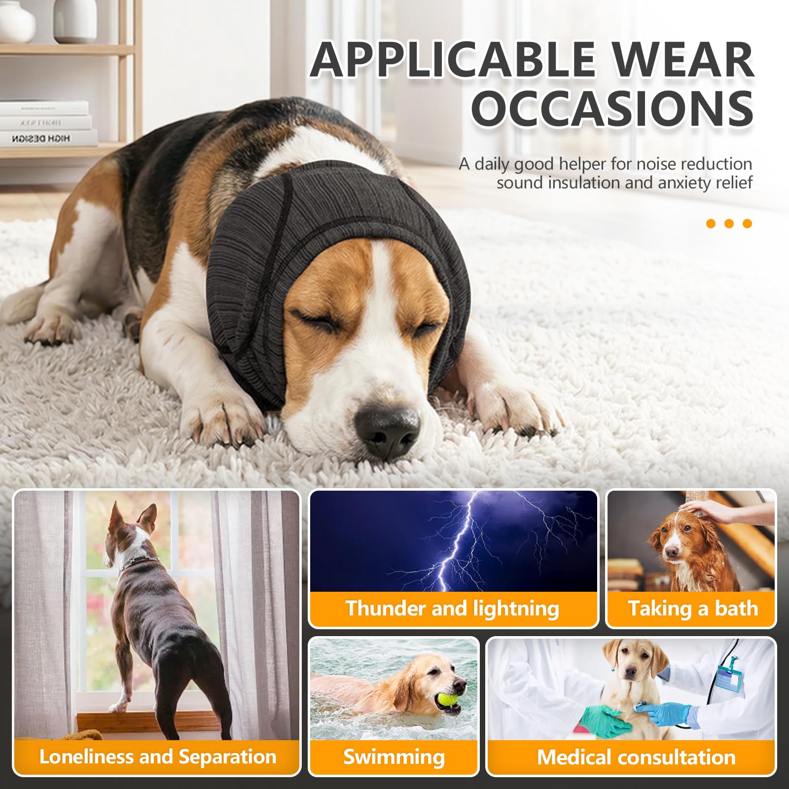 Soft Dog Ear Cover For Loud Noises,Thunderstorm&Fireworks