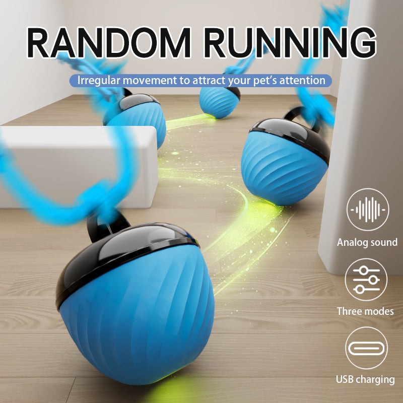Smart Pet Toy Electronic Interactive Moving Ball Rope USB 3 Modes