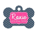 Custom Dog Collar Tag - Navy Blue Quatrefoil