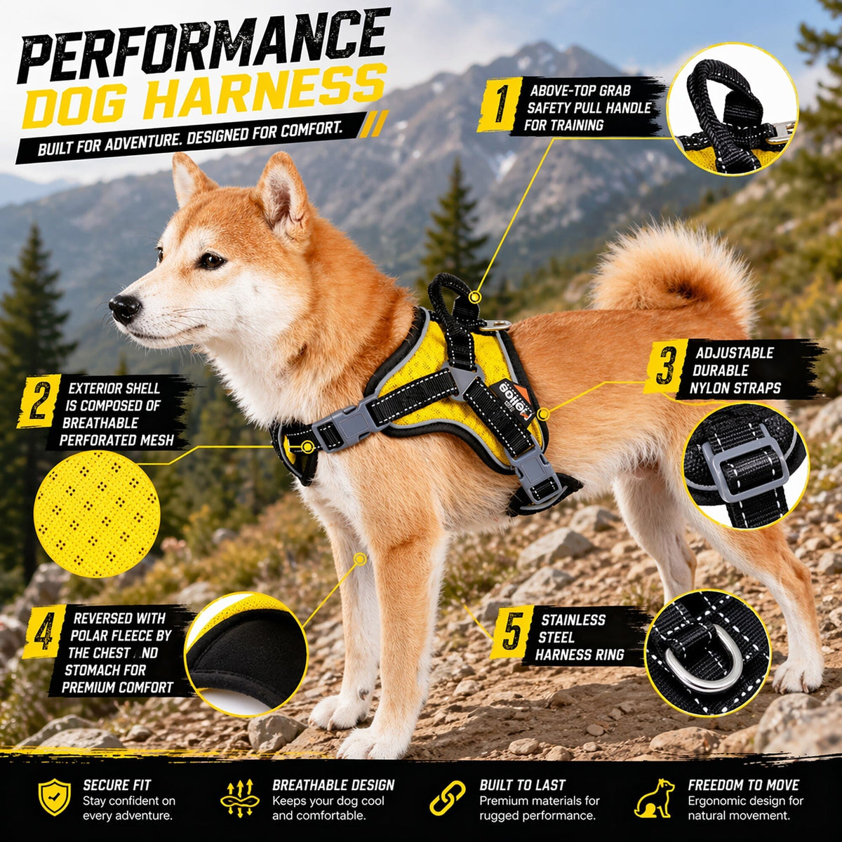 'Scorpion' Sporty High-Performance Free-Range Dog Harness