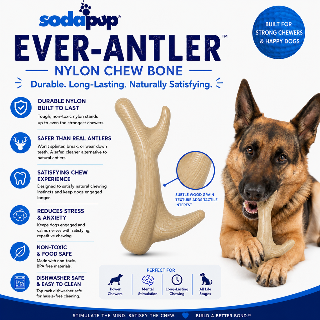 Ever Antler Nylon Chew Bone | Elk Antler Shaped Dog Toy for Aggressive Chewers